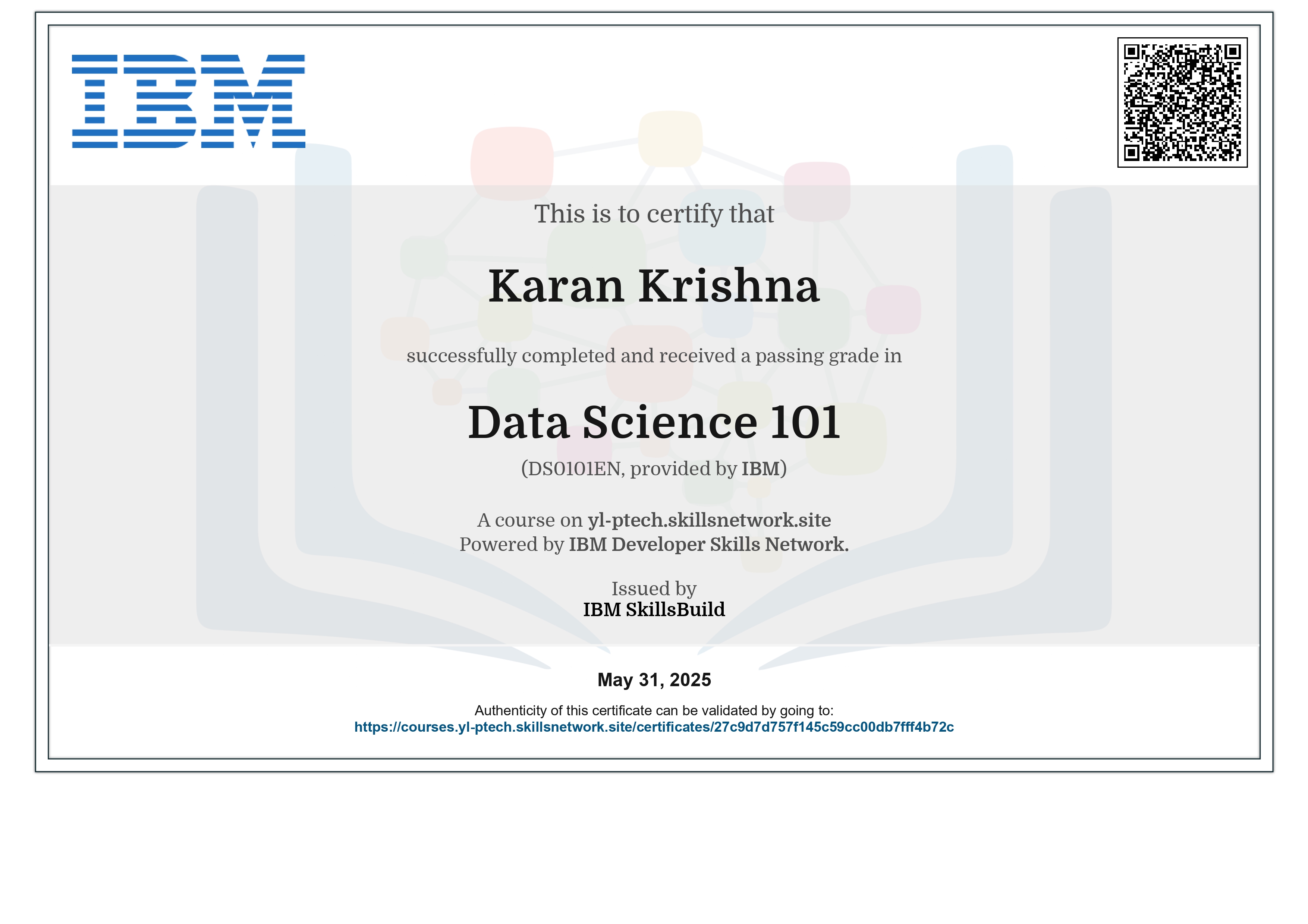  Data Science Certificate